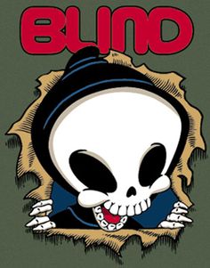 an image of a skull with the word blimd on it