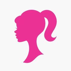 the silhouette of a woman's head in pink