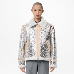 LOUIS VUITTON® - Monogram Mirror Shearling Jacket - Silver Louis Vuitton 2022 Men, Louis Vuitton Supreme Jacket, Louis Vuitton Baseball Jacket, Louis Vuitton White Coat, Louis Vuitton Fall Winter 2022 2023, Louis Vuitton Zip Up Jacket, Louis Vuitton Sherpa, Louis Vuitton Fluffy Jacket, Louis Vuitton Demin Jacket