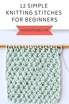 a crochet square with the text, 12 simple knitting stitches for beginners