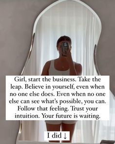 It is 2024… if you are ready to start taking control of your financial freedom, DO IT. You will be in the SAME exact place if you don’t “take” the risk. Become the present mama you want to be all because you chose to take control of your financial future. It really is THAT simple when it comes to making money online and it can change the trajectory of your life xx Business Woman Captions For Instagram, Caption For Starting New Business, First Captions For Instagram Business, First Post Captions For Instagram Business, Risks Quotes, Reflecting Quotes, Taking Risks Quotes, Motivational Quotes For Small Business Owners, Business Instagram Ideas