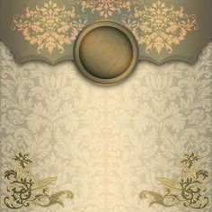 an ornate background with a circle in the center and gold trimmings on it