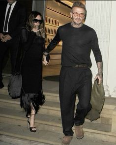 All Black Dress Outfit, David Beckham Outfit, Black Smart Casual, David Beckham Family, David Beckham Style Outfits, David Beckham Style, Icon Fashion, Power Couples