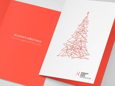 two red and white christmas cards with the words season's greetings on them