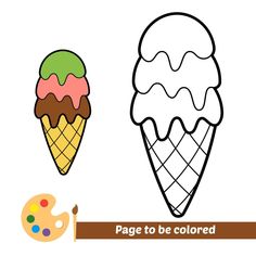 an ice cream cone and paintbrush with the words page to be colored