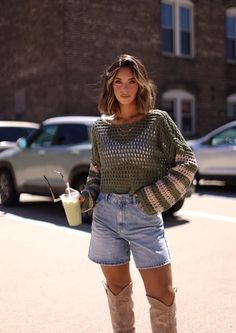 Olive Grove Crochet Sweater – Lane 201 Lane 201, Olive Grove, Stylish Crochet, Crochet Design, Crochet Shirt, L And Light, Striped Sleeve, Crochet Sweater, Fall Wardrobe