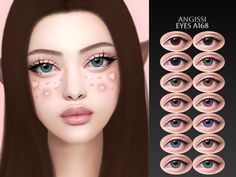 an image of some very pretty eyes with pink and blue contacts on them for the simsh