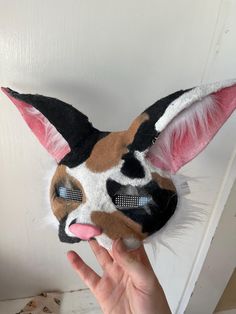 Calico cat mask, fully felted and lined Therian Mask For Sale, Calico Cat Mask Ideas, Calico Cat Mask, Therian Gear, Therian Masks, Therian Stuff, Therian Mask, Mask Ideas, Costume Masks