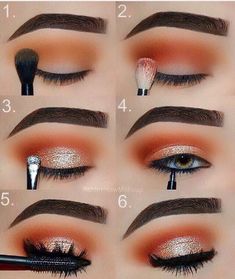 Fall Makeup Ideas Blue Eyes, Colorful Eye Makeup For Work, Halloween Eyeshadow Looks Step By Step, Glam Eye Makeup, Tutorial Eyeliner, Make Up Gold, Mekap Mata, Makeup Over 40, Makeup Sephora