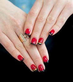 29+ Red Finger Nail Art designs , Ideas Design Trends Premium PSD Red Black Nails, Red And White Nails, French Tip Nail Art, Nagel Design, Black Acrylic Nails, Makeup Hacks Beauty Secrets