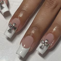 Cross Nails, Gem Nails, Nail Jewelry, Short Acrylic Nails Designs, Heart Nails, Fire Nails, Dream Nails