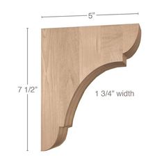 an unfinished wood corbge with measurements for the top and bottom section, showing the width