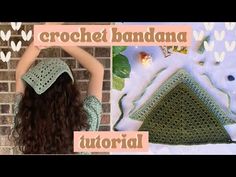 the crochet bandana is made with green yarn