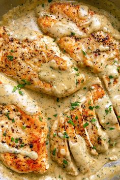 This creamy ranch chicken recipe is comforting and delicious with juicy pan-seared chicken breasts in a zesty and flavorful cream sauce. Serve Chicken Stove Top, Creamy Ranch Chicken Recipe, Creamy Ranch Chicken, Pan Seared Chicken Breast, Ranch Chicken Recipes, Seared Chicken Breast, Easy Skillet Meals, Creamy Ranch, Homemade Sausage