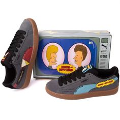 Puma Suede Beavis & Butthead Lifestyle Sneaker New With Box (Box Has Small Rip On Top) (Slit On Side) (See Last 2 Pictures) Any Questions Please Ask Before Purchasing Fast Shipping With Tracking You Are The Great Cornholio. The Puma X Beavis And Butthead Collab Is A Wild Celebration Of The Two Slackers And Their Bawdy Shenanigans. * Suede Upper * Textile Sockliner * Rubber Outsole * Puma Formstrip On Lateral And Medial Sides * Puma X Beavis And Butthead Co-Branding * Sockliner: 100% Textile * Ou Beavis And Butthead, You Are The Greatest, Puma Suede, Puma X, Pumas Shoes, Sneakers Grey, Mens Shoes Sneakers, Cow Leather, Athletic Shoes