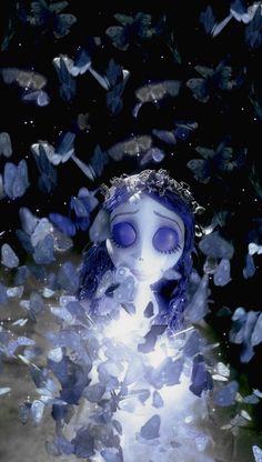 Emily lockscreen Emily The Corpse Bride, Corpse Bride Wallpaper, Bride Wallpaper, The Corpse Bride, Corpse Bride, Butterflies, Halloween, Blue