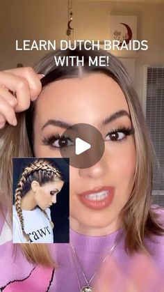 Valentina D | ✨ Dutch Braid Tutorial ✨ #hairstyle #hairtutorial #peinadofacil #dutchbraid | Instagram Dutch Side Braid Tutorial, How To Dutch Braid On Yourself, Dutch Braid Tutorial Step By Step On Yourself, Dutch Braid Tutorial On Yourself, How To Braid Bangs, Dutch Braid Pigtails Tutorial, Fake Braid Tutorial, How To Dutch Braid Step By Step Your Own, Short Dutch Braids