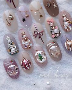 35 Best Xmas Nails to Try Christmas Nails Different, Christmas 3d Nail Art Designs, Christmas Ornaments Nails, Christmas 3d Nail Art, Korean Nail Art Christmas, Nail Christmas Design, Christmas Nails Nail Art, Nail Art Christmas Designs, Nail Christmas Designs