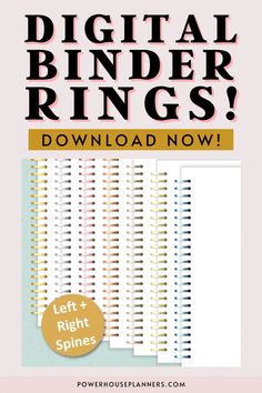 the cover of digital binder rings, with text overlaying it that reads left right spins