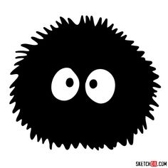 a black and white sticker with two eyes in the shape of a puffy ball