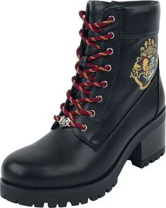 Hogwart's Crest Boots von Harry Potter für Frauen Harry Potter School Supplies, Harry Potter Shoes, Shoelace Charm, Black Lace Boots, Harry Potter Merch, Laced Boots