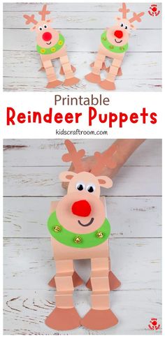 the reindeer puppet is made from construction paper