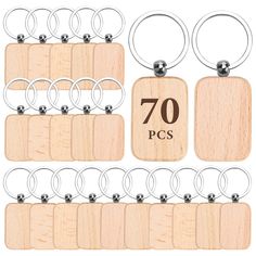 PRICES MAY VARY. Package Include: Come with 70 PCS blank rectangle keychains. You can use your imagination to DIY them into different styles or use as key chains directly to show simple beauty. Enough quantity to meet your different needs Product Size: The wooden keychain blank is about 1.78 x 1.18 x 0.27 inches, suitable size which provides enough area for your creation and freely DIY. The key ring diameter is about 1.25 inches, which is easy to carry and hang Persistent Material with No Burr: Making Wood Bead Tassle Keychains, Wooden Keychain Tags, Cheap Personalized Keychains For Personal Use, Wood Slice Key Chains, Farmhouse Keychain, Diy Engraving, Ladies Brunch, Unfinished Wood Crafts, Wood Keychain