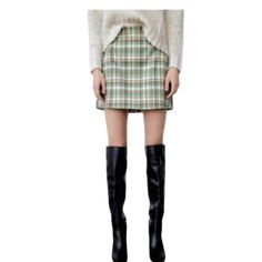 Cute Plaid Mini Skirt, Lightweight. Listing Is For Skirt Only Zara Mini Skirt For Fall, Green Lined Mini Skirt For Fall, Green Mini Skirt For Fall, Chic Green Mini Skirt For Winter, Zara Mini Skirt For Winter, Casual Pencil Mini Skirt For Winter, Casual Winter Pencil Mini Skirt, Winter Casual Pencil Mini Skirt, Zara Winter Mini Skirt