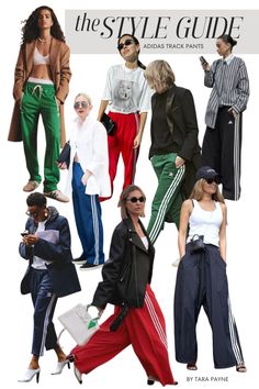 Styling Adidas Track Pants Wide Leg Pants Adidas, Comfortable Sporty Outfits, Adidas Street Style Women, 2024 Cute Outfits, Addias Outfits For Women Pants, Styling Adidas Track Pants, Green Adidas Track Pants Outfit, Adidas Red Pants Outfit, Wide Leg Adidas Pants Outfit