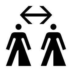 two people are standing in front of an arrow pointing to the opposite person's head