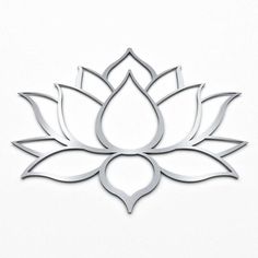 a metal wall hanging with a lotus flower on it's center and two petals in the middle