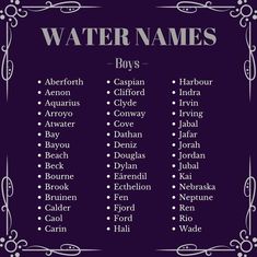 the names of water names for girls