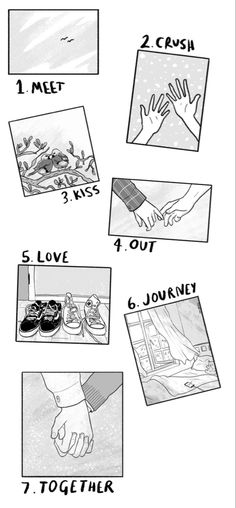 the instructions for how to make hand gestures with pictures and words on it, including hands