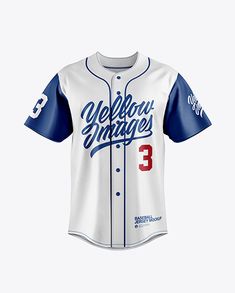 a baseball jersey that has the number 3 on it and is white with blue trim