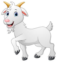 a cartoon goat with horns on its head and tail, standing in front of a white background