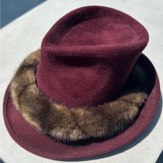 Eggplant Velvet With Faux Fur Wrapped Around Top. Excellent Condition. Worn Once And Kept In A Hat Box Since. Wrap Around Top, Faux Fur Wrap, Philip Treacy, Velvet Hat, Hat Box, Vintage Accessories, Eggplant, Color Purple, Faux Fur