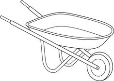 a wheelbarrow with two shovels on it