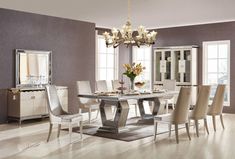 Modern Light Luxurious Glossy Wood Delectable Dining Table Set - Lixra Latest Dining Table Designs, Latest Dining Table, Glam Dining Room, Dinning Table Set, Dining Area Design, 8 Seater Dining Table, Geometric Composition, Polished Wood, Solid Wood Chairs