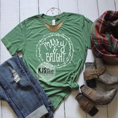 Christmas Tee - Merry and Bright Tee - Cute Women's Tee - Soft Christmas Tee - Women's Christmas Shirt - Christmas Clothing - Holiday Tee by KJStoo on Etsy https://www.etsy.com/listing/571481813/christmas-tee-merry-and-bright-tee-cute Soft Christmas, Christmas Clothing, Christmas Clothes, Womens Christmas Shirts, Womens Christmas, Women Christmas, Christmas 2020, Diy Shirt