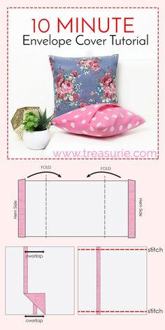 the sewing pattern for this pillow cover is easy to make and looks like it could be made in any size