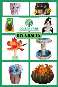 the dollar tree diy crafts are made from paper plates and other items, including pumpkins