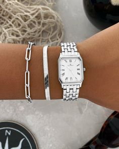 Diy Fashion Photography, Silver Bracelet Stack, Dope Jewelry Accessories, Dope Jewelry, Rose Gold Watches, Stacked Jewelry, Jewelry Lookbook, Silver Accessories, Girly Jewelry