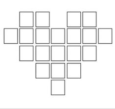 a black and white photo with squares arranged in the shape of a heart on it