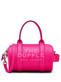 hot pink leather grained texture debossed logo to the front appliqué logo silver-tone hardware top zip fastening adjustable detachable shoulder strap two top handles main compartment internal logo patch This piece comes complete with a protective dust bag. Marc Jacobs Duffle Bag, Hot Pink Bag, Mini Duffle Bag, Marc Jacobs Purse, Marc Jacobs Bag, Girly Bags, Pink Purse, Luxury Purses, Naha