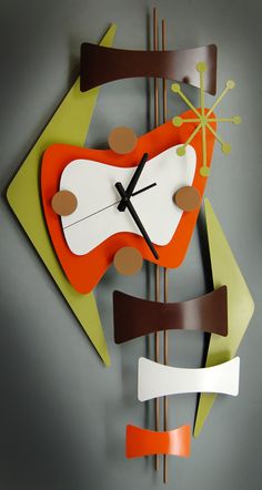 a clock made to look like an abstract piece of art