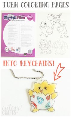 the instructions for how to make an adorable pokemon necklace with paper and glue on it