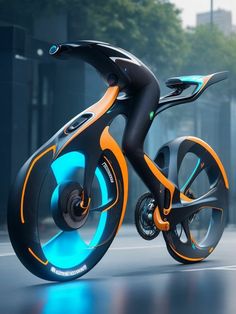 the futuristic bike is designed to look like a person riding on it's wheels