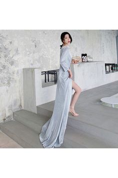 Shop Sexy Grey Silver High Split Evening Wrap Dress With Long Sleeves online. SheProm offers formal, party, casual & more style dresses to fit your special occasions. Chic V-neck Party Gown, Long Stretch Bodycon Dress For Party, Stretch V-neck Evening Dress For Party, Long Stretch Dress For Night Out, Fitted Long Evening Dress For Parties, Long Fitted Party Dresses, Stretch Gown For Prom Season Party, Long Evening Dress For Party, Evening Bodycon Maxi Dress For Prom Season