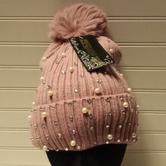 Nwt- Dusty Rose. Bling & Pearl Winter Knitted Hat With Soft Matching Faux Fur Pompom.. Soft Fleece Lined. Chenille Look With A Soft Feel...Style# Tj-35. Pearls & Rhinestones. Glamorous Combo For A Winter Hat. Made For Xoxo, Carly. Perfect For Your Ski Lodge Chic Look. #Safe 7.5" Wide 9.75" Tall 100% Acrylic Wear With Love Xoxo, Carly Bundle & Save $$$ Sparkly Carly's Boutique Trendy One Size Winter Bonnet, Pink Acrylic Hats For Winter, Pink Acrylic Winter Hats, Trendy Pink Winter Hat, Pink Winter Party Hats, Fitted Pink Beanie For Winter, Winter Pink Bonnet, One Size Fits Most, Pink Winter Bonnet One Size, Pink Fitted Winter Hat