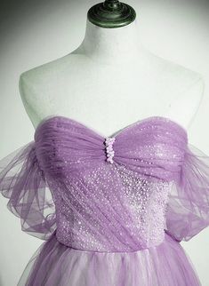 Lavender Tulle A-line Beaded Off Shoulder Party Dress Long Formal Quinceanera Dress Purple Dresses For Banquet And Prom Season, Purple Floor-length Quinceanera Dress, Lavender Evening Dress For Prom Party, Purple Tulle Party Gown, Lavender Gown For Prom Party, Lavender Gown For Prom Season Party, Purple Tulle Gown For Party, Purple Floor-length Ball Gown For Quinceanera, Tulle Ball Gown With Sweetheart Neckline For Banquet